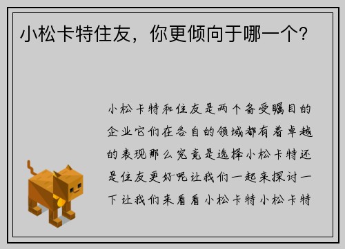 小松卡特住友，你更倾向于哪一个？